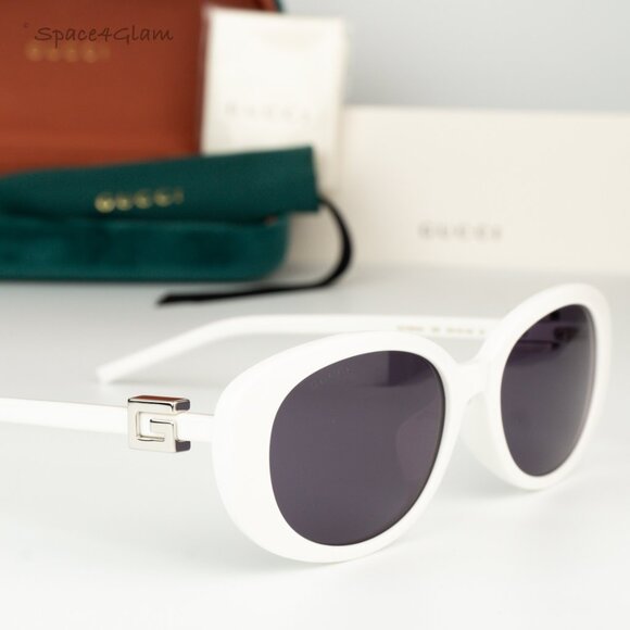Gucci Women Sunglasses White Grey Oval GG1684SA 006 BRAND NEW - Picture 5 of 8